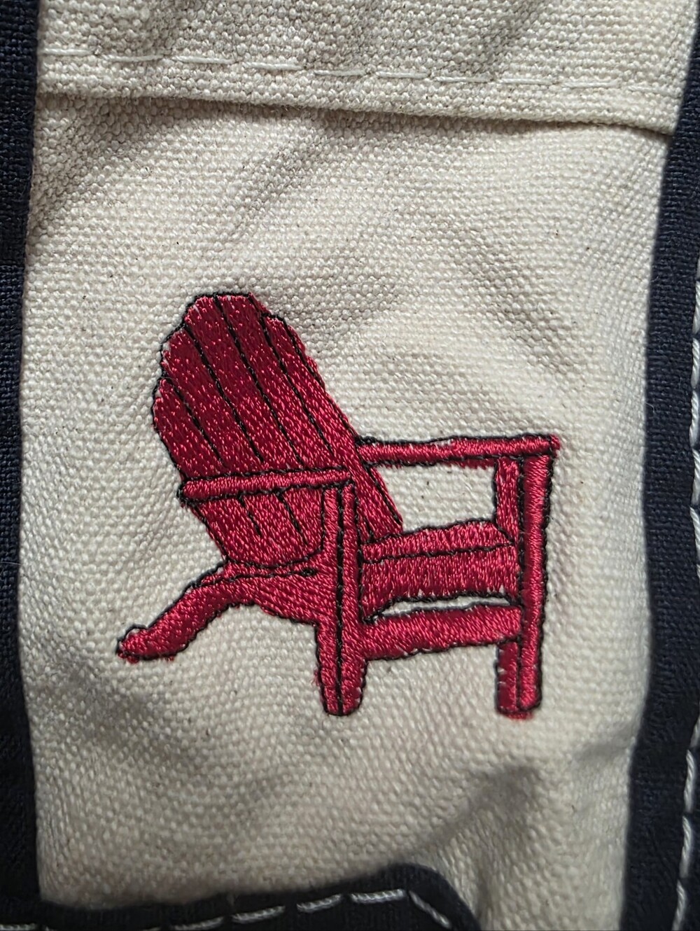 Vintage L.L.Bean Mini BOAT AND TOTE lawn chair Canvas Bag USA White Blue - Picture 9 of 11